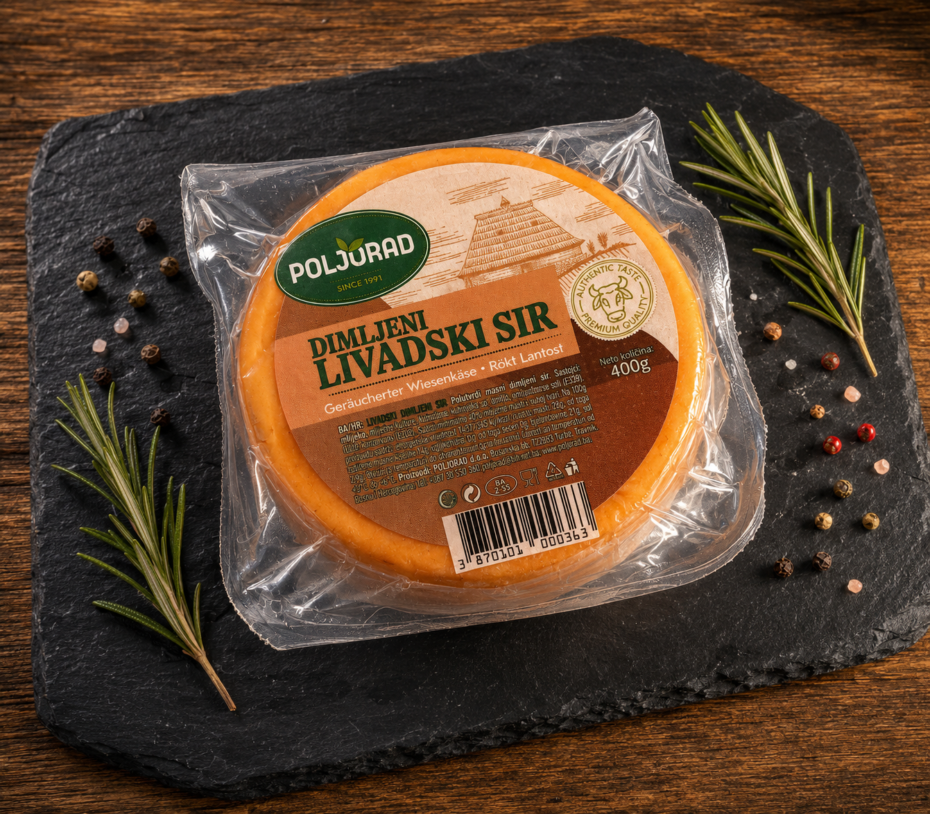 Packung Poljorad geräucherter Wiesenkäse
